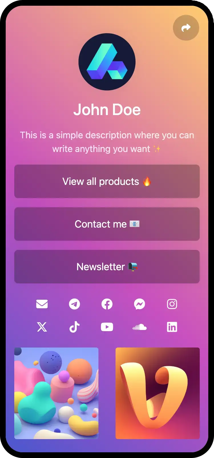Screenshot della pagina di esempi di biolink