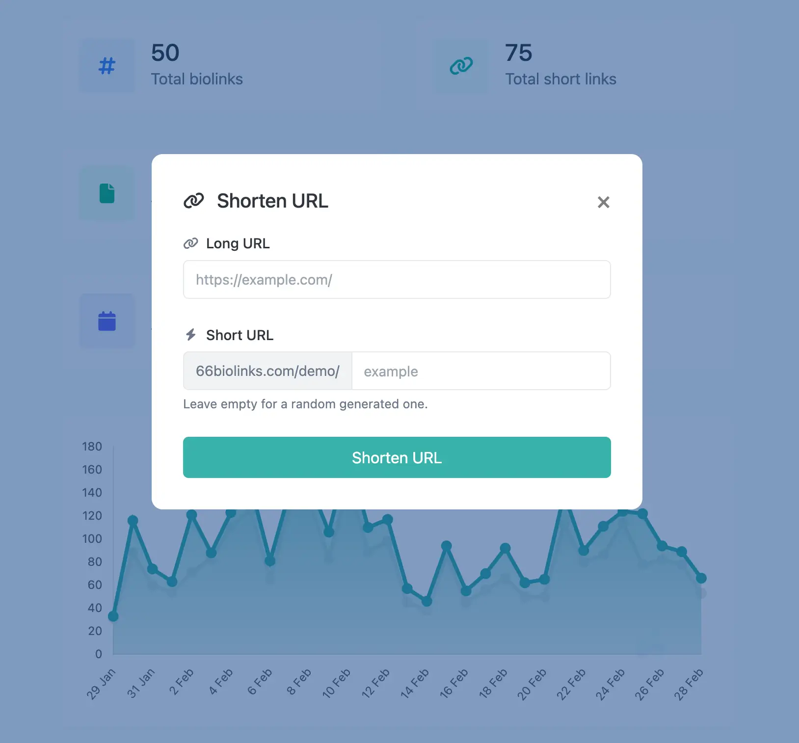 Schermata della pagina di modifica dell'URL breve dell'app